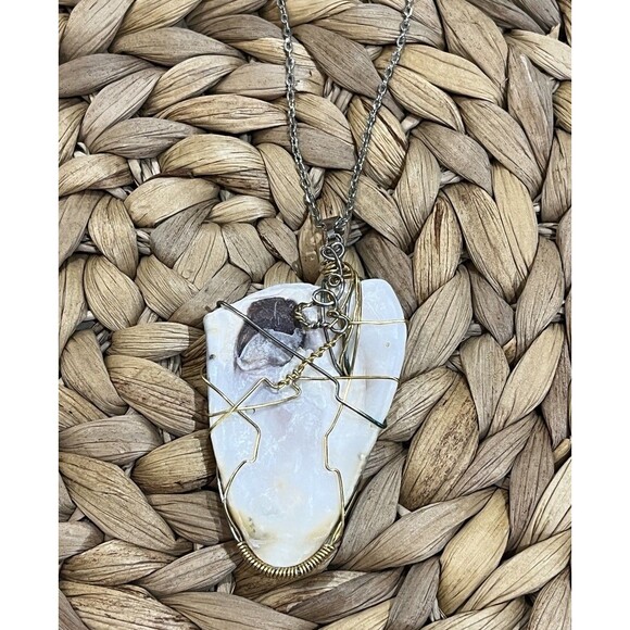 Authentic Oyster Shell From North Carolina Wrapped Silver & Gold Tone Coastal - Picture 4 of 11